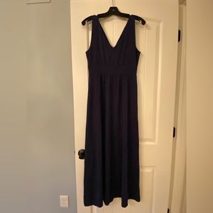 Garnet Hill, size 4, navy blue sleeveless maxi dress.